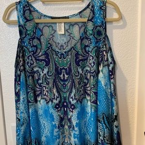 Patterned Coco Bianco L cold shoulder long tunic